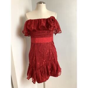 New Pearl Georgina Chapman of Marchesa Red Cocktail Dress Size 4
